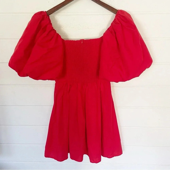 Like new! ASTR The Label Serilda Cutout Puff Sleeve Red Lyocell Mini Dress Small - Picture 8 of 15